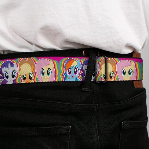 My Little Pony Belt, Seatbelt Buckle, Four Pony Close Up Faces Pink Multi Color in Saudi Arabia
