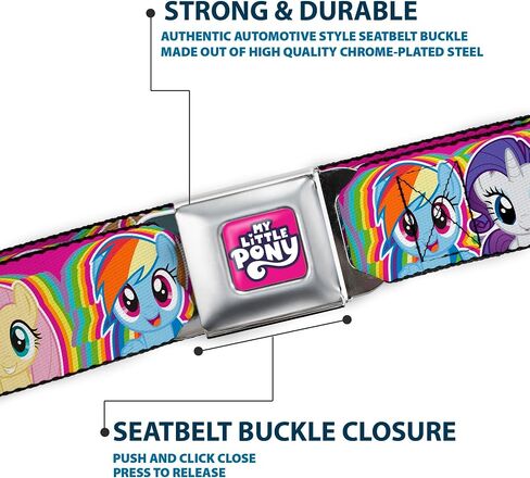 My Little Pony Belt, Seatbelt Buckle, Four Pony Close Up Faces Pink Multi Color in Saudi Arabia