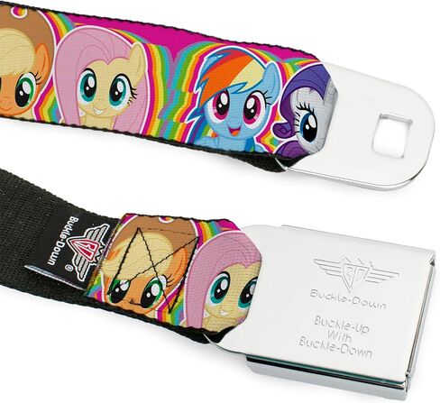 My Little Pony Belt, Seatbelt Buckle, Four Pony Close Up Faces Pink Multi Color in Saudi Arabia