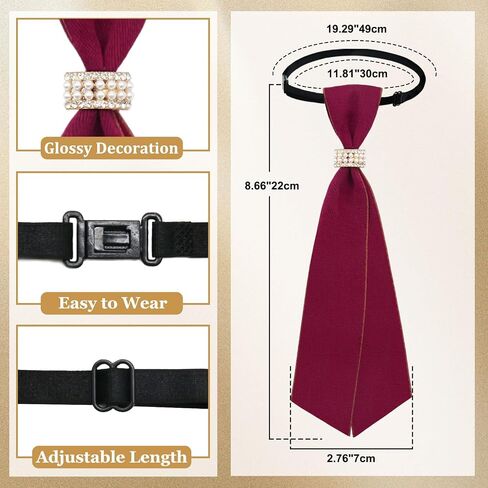 Bow Ties for Women Girls with Pearls, Adjustable Womens Tie Pre-tied Women's Bowties for School Uniforms Party Prom Work in Saudi Arabia