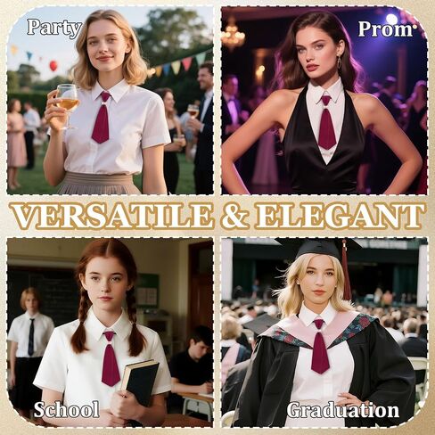 Bow Ties for Women Girls with Pearls, Adjustable Womens Tie Pre-tied Women's Bowties for School Uniforms Party Prom Work in Saudi Arabia