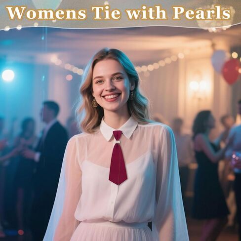 Bow Ties for Women Girls with Pearls, Adjustable Womens Tie Pre-tied Women's Bowties for School Uniforms Party Prom Work in Saudi Arabia