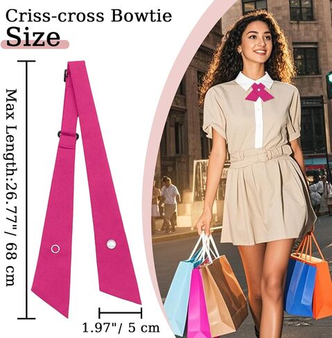 ربطة عنق القوس Criss-Cross قابلة للتعديل ، ربطة ألوان صلبة للنساء ، ربطة عنق الفتاة المدرسية لمكتب التخرج غير رسمي in Kuwait