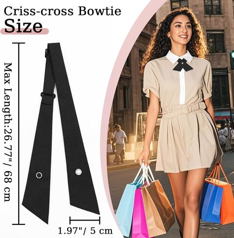 ربطة عنق القوس Criss-Cross قابلة للتعديل ، ربطة ألوان صلبة للنساء ، ربطة عنق الفتاة المدرسية لمكتب التخرج غير رسمي in Kuwait