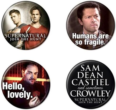 Ata-Boy Supernatural TV Show Sam, Dean, Castie and Quotes Set of Four 1.25 Inch Collectible Buttons in Saudi Arabia