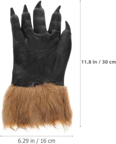 Ciieeo 2pcs Halloween Plush Wolf Gloves, Horrific Vinyl Scary Mittens for Cosplay, Halloween Party Prank Props, Assorted Colors, 11. 81 X 6. 29 Inches in Kuwait