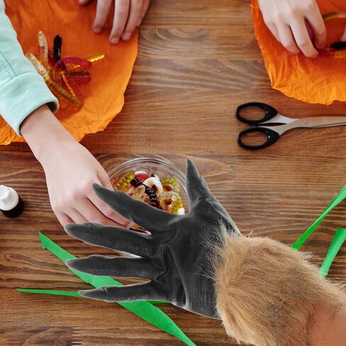 Ciieeo 2pcs Halloween Plush Wolf Gloves, Horrific Vinyl Scary Mittens for Cosplay, Halloween Party Prank Props, Assorted Colors, 11. 81 X 6. 29 Inches in Kuwait