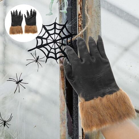 Ciieeo 2pcs Halloween Plush Wolf Gloves, Horrific Vinyl Scary Mittens for Cosplay, Halloween Party Prank Props, Assorted Colors, 11. 81 X 6. 29 Inches in Kuwait