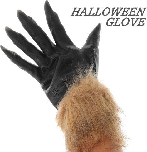 Ciieeo 2pcs Halloween Plush Wolf Gloves, Horrific Vinyl Scary Mittens for Cosplay, Halloween Party Prank Props, Assorted Colors, 11. 81 X 6. 29 Inches in Kuwait