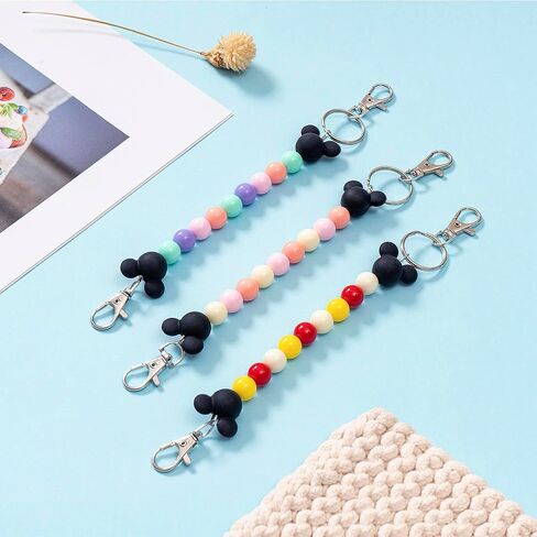3PCS Mouse Ear Holder for Backpack Bag Beaded Keychain Theme Park Trip Essentials Headband Display Charm Accessories in Saudi Arabia