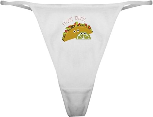 Cafepress أنا أحب سندويشات التاكو كلاسيكية ثونغ الملابس الداخلية ، سراويل داخلية للسيدات in Saudi Arabia