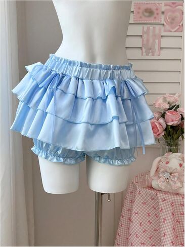SHENHE Women's Y2k Satin Lolita Bloomers Ruffle Pumpkin Panty Pettipants Layered Fairy Bottom Shorts in Saudi Arabia