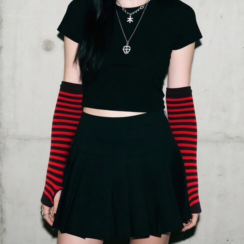 nydotd أصابع الطويل الأكمام القفازات القفازات y2k kawaii اليابانية harajuku القوطية القوطية الذراع المحبوكة أكثر دفئا للنساء in Kuwait