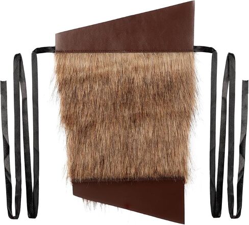 Womens Faux Fur Arm Sleeves Cuff Warmers Halloween Viking Warrior Costume Leather Bracers Medieval Wrist Hand Bands in Kuwait