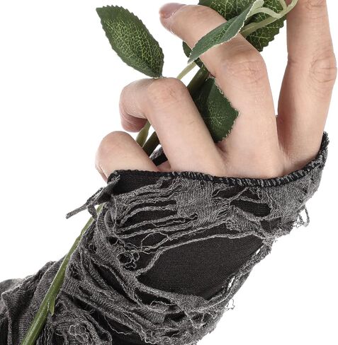 قفازات y2k أزياء ذراع الأزياء ، الشرير المكسور الشقة ممزق القفازات القوطية غلاف الذراع المحزن لحفلة كوزبلاي الهالوين ، قفازات قفاز أسود أسود القفاز in Saudi Arabia