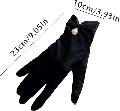 2 Pairs Elegant Pearl Driving Mittens Bridal Banquet Accessories Elastic Dress Gloves for Weddings, Tea Parties in Saudi Arabia