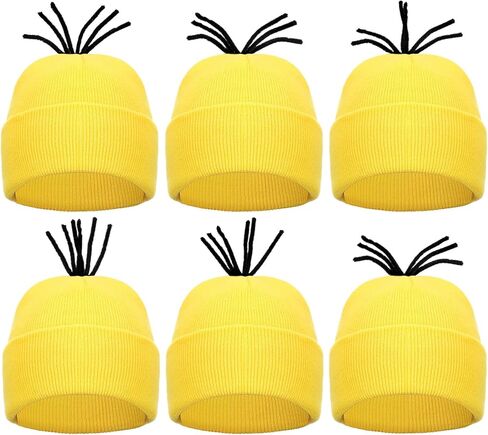 6 Pcs Yellow Beanie Knit Hats Bulk Halloween Costume Accessories Adults Unisex Cosplay Costume Head Accessories in Saudi Arabia