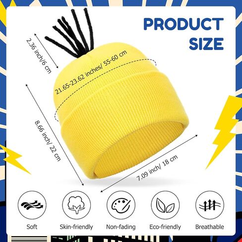 6 Pcs Yellow Beanie Knit Hats Bulk Halloween Costume Accessories Adults Unisex Cosplay Costume Head Accessories in Saudi Arabia