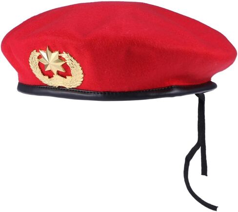 VANZACK Red Wool Beret with Star - Vintage Square Dance Hat & Stage Performance Cap (9.8×9.6 inches) in Saudi Arabia