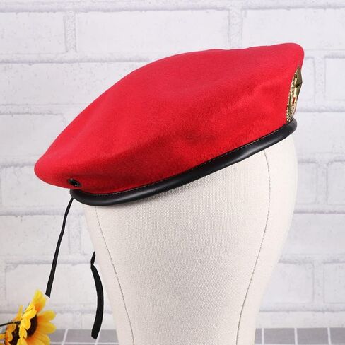 VANZACK Red Wool Beret with Star - Vintage Square Dance Hat & Stage Performance Cap (9.8×9.6 inches) in Saudi Arabia