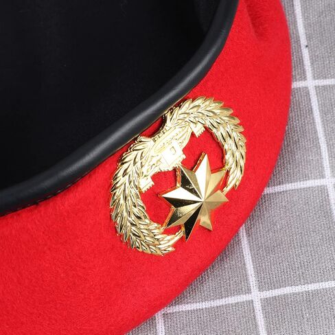 VANZACK Red Wool Beret with Star - Vintage Square Dance Hat & Stage Performance Cap (9.8×9.6 inches) in Saudi Arabia
