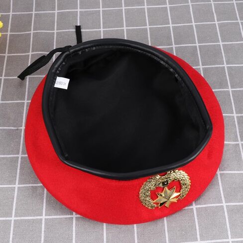 VANZACK Red Wool Beret with Star - Vintage Square Dance Hat & Stage Performance Cap (9.8×9.6 inches) in Saudi Arabia