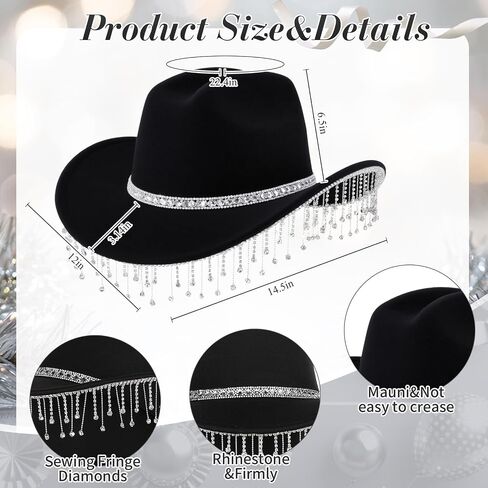 Hercicy 7 PCS Glitter Cowgirl Hat مجموعة مجوهرات Rhinestone ، ملابس ملابس رعاة البقر للعروس Party Halloween Party in Saudi Arabia