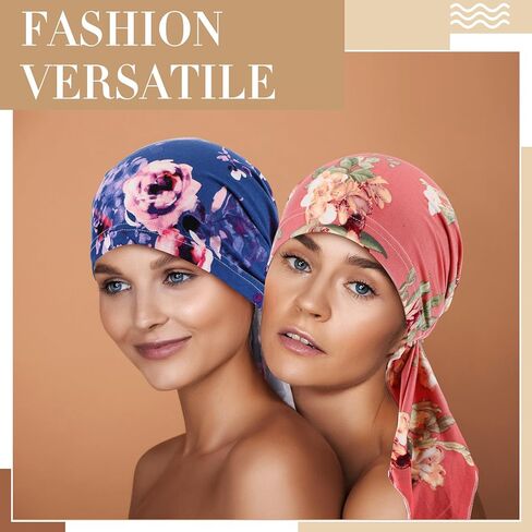 6 PCS CHEMO REEDLEAR للنساء مسبقًا وشاحًا يرأس الرأس قبعة خفيفة الوزن قبعة عمامة تمتد الكشكش in Kuwait