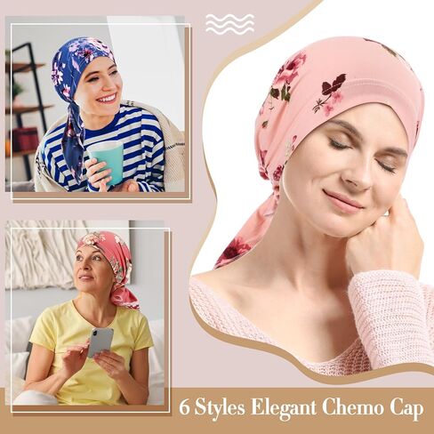 6 PCS CHEMO REEDLEAR للنساء مسبقًا وشاحًا يرأس الرأس قبعة خفيفة الوزن قبعة عمامة تمتد الكشكش in Kuwait