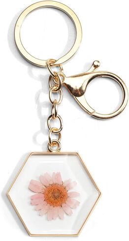 Pressed Flower Keychain, Floral Bag Charms for Purse Handbag Backpack, Handmade Dried Flower Keychain for Women in Saudi Arabia
