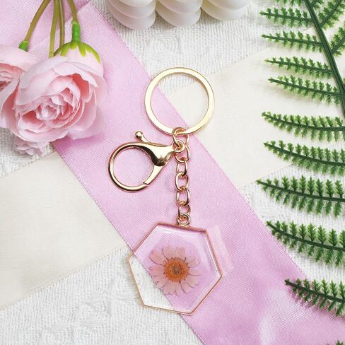 Pressed Flower Keychain, Floral Bag Charms for Purse Handbag Backpack, Handmade Dried Flower Keychain for Women in Saudi Arabia