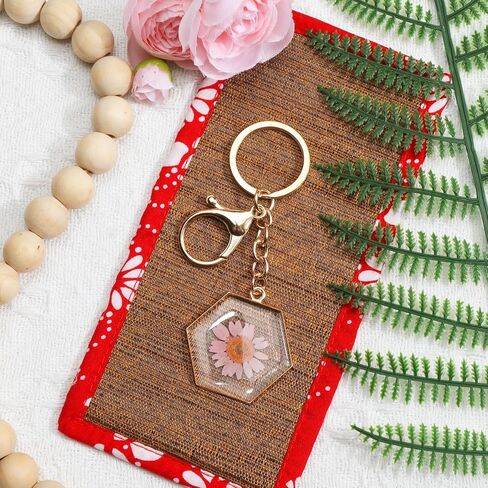 Pressed Flower Keychain, Floral Bag Charms for Purse Handbag Backpack, Handmade Dried Flower Keychain for Women in Saudi Arabia