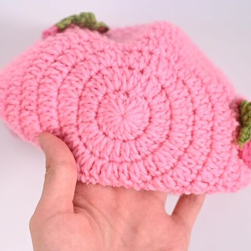 Cute Strawberry Hat Pink Bonnet with Bowknot Berry Knitted Bucket Hats Costumes Cosplay Accessory in Saudi Arabia