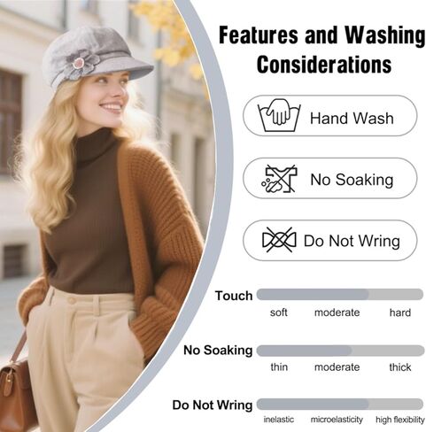 2 PCS Womens Newsboy Cap Women Retro Classic Visor Newsboy Cabbie Cap Beret Hats with Flower Buckle in Kuwait