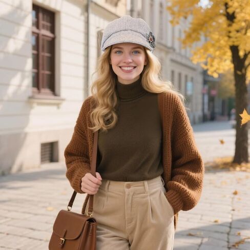 2 PCS Womens Newsboy Cap Women Retro Classic Visor Newsboy Cabbie Cap Beret Hats with Flower Buckle in Kuwait