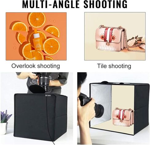 OBEST 16"x16"/40cm Light Box Photography, Portable Photo Studio Box for Small Product Photography, High CRI＞95 6500K 20W with 6PVC Backdrops & Diffuse Cloth & 112 LED Lights Dimmable (White,Soft,Warm… in Kuwait