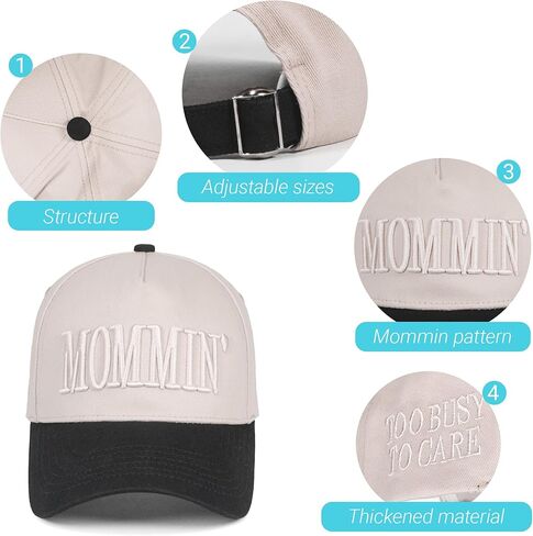 Mommin Trucker Hat for Women，Vintage Embroidered Baseball Cap，Mom Essentials Funny Gifts for Mothers Day in Kuwait