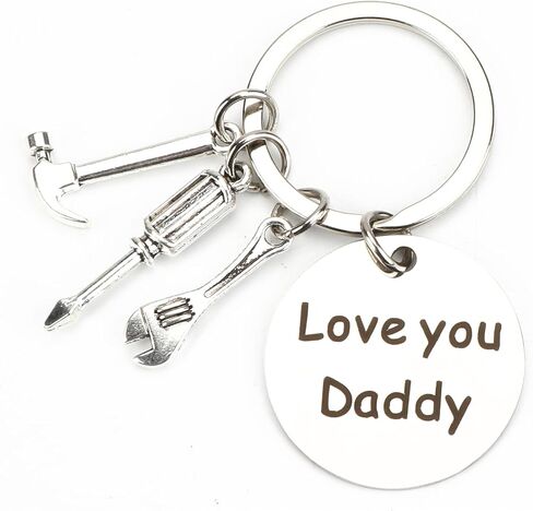 Love You Daddy Keychain with Tool Charms, Perfect Dad Gifts or Father's Day Gifts, Stainless Steel, 1.18X1.18 Inch in Saudi Arabia
