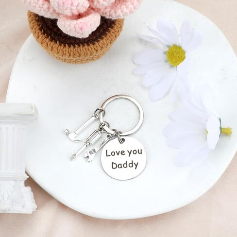 Love You Daddy Keychain with Tool Charms, Perfect Dad Gifts or Father's Day Gifts, Stainless Steel, 1.18X1.18 Inch in Saudi Arabia