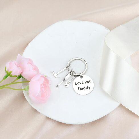 Love You Daddy Keychain with Tool Charms, Perfect Dad Gifts or Father's Day Gifts, Stainless Steel, 1.18X1.18 Inch in Saudi Arabia