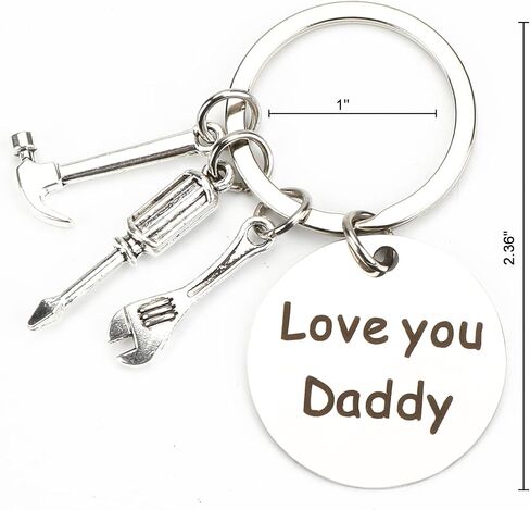 Love You Daddy Keychain with Tool Charms, Perfect Dad Gifts or Father's Day Gifts, Stainless Steel, 1.18X1.18 Inch in Saudi Arabia