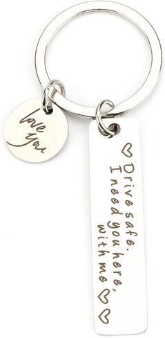 Drive Safe Keychain ، محفور "Drive Safe أحتاجك هنا معي ، أحبك" ، هدية Boyfriend Keychain له in Saudi Arabia