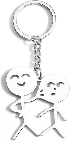 Stickman Keychain,Funny Doodle Keychain for Men Women,Stainless Steel Key Chain Funny Gift for Friends Cowoker in Saudi Arabia