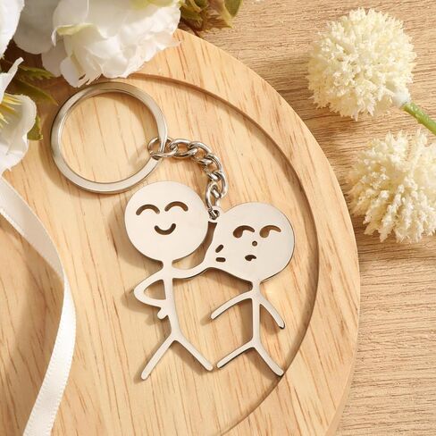 Stickman Keychain,Funny Doodle Keychain for Men Women,Stainless Steel Key Chain Funny Gift for Friends Cowoker in Saudi Arabia