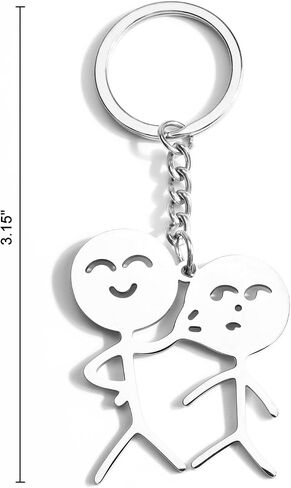 Stickman Keychain,Funny Doodle Keychain for Men Women,Stainless Steel Key Chain Funny Gift for Friends Cowoker in Saudi Arabia