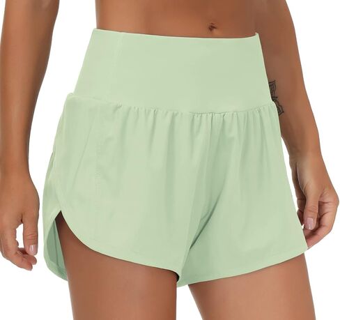 THE GYM PEOPLE Womens High Waisted Running Shorts Quick Dry Athletic Workout Shorts with Mesh Liner Zipper Pockets in Saudi Arabia
