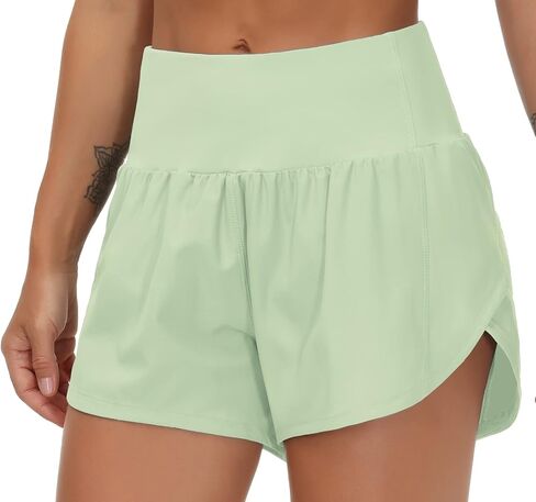 THE GYM PEOPLE Womens High Waisted Running Shorts Quick Dry Athletic Workout Shorts with Mesh Liner Zipper Pockets in Saudi Arabia