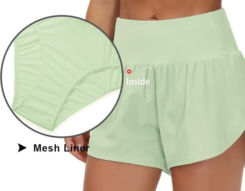 THE GYM PEOPLE Womens High Waisted Running Shorts Quick Dry Athletic Workout Shorts with Mesh Liner Zipper Pockets in Saudi Arabia
