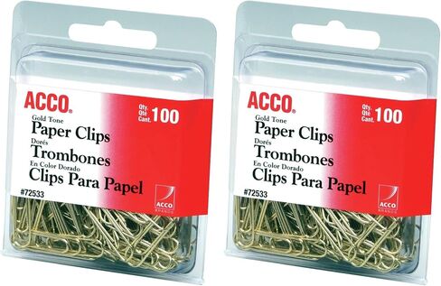 ACCO Brands مشبك ورق، عادي، مقاس # 2، أملس، ذهبي، 100 مشبك/صندوق (72533) in Saudi Arabia