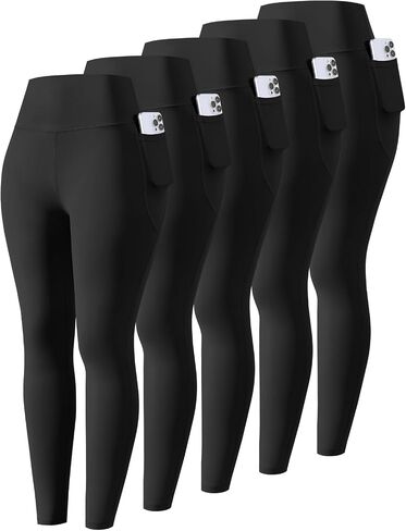 5 Packs Girls Athletic Leggings Kids Yoga Pants with Pockets High Waist Leggings Yoga Dance Workout Running in Kuwait